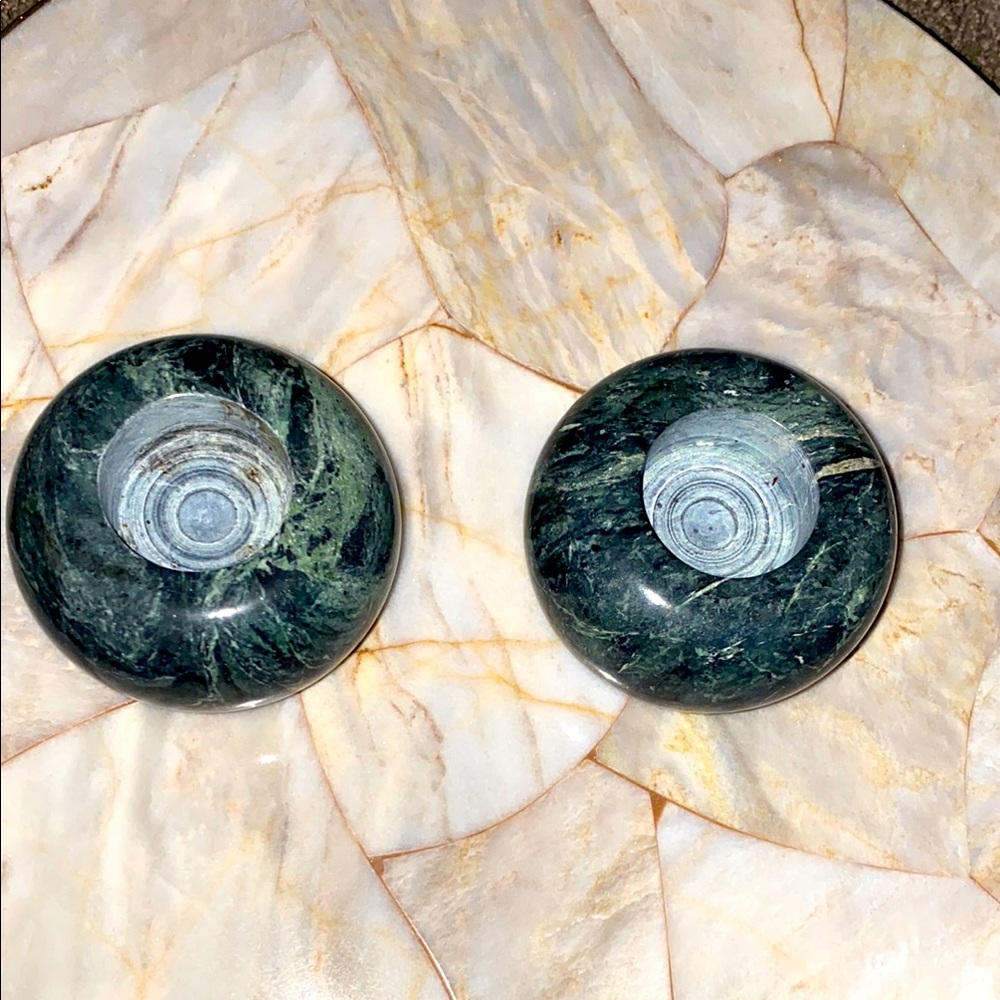 Green Marble/Granite Votive Tea Light Candle Holders Stone Set of‎ 2